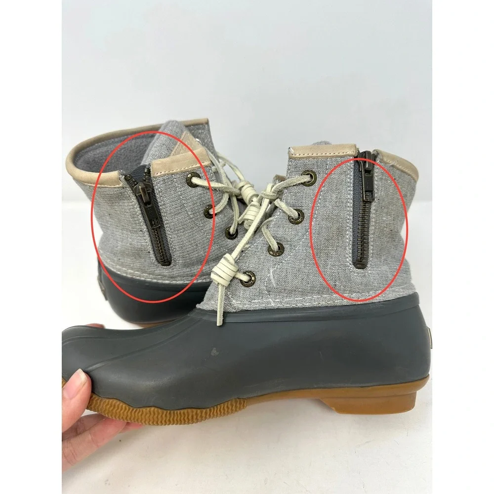 Sperry Saltwater Duck Boot Silver Grey 7